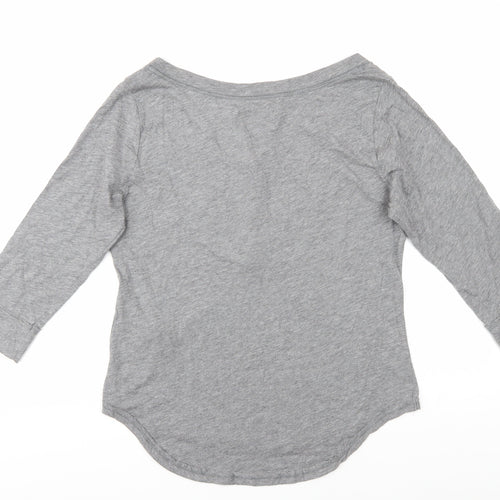 Hollister Women's Grey Henley T-Shirt L Casual