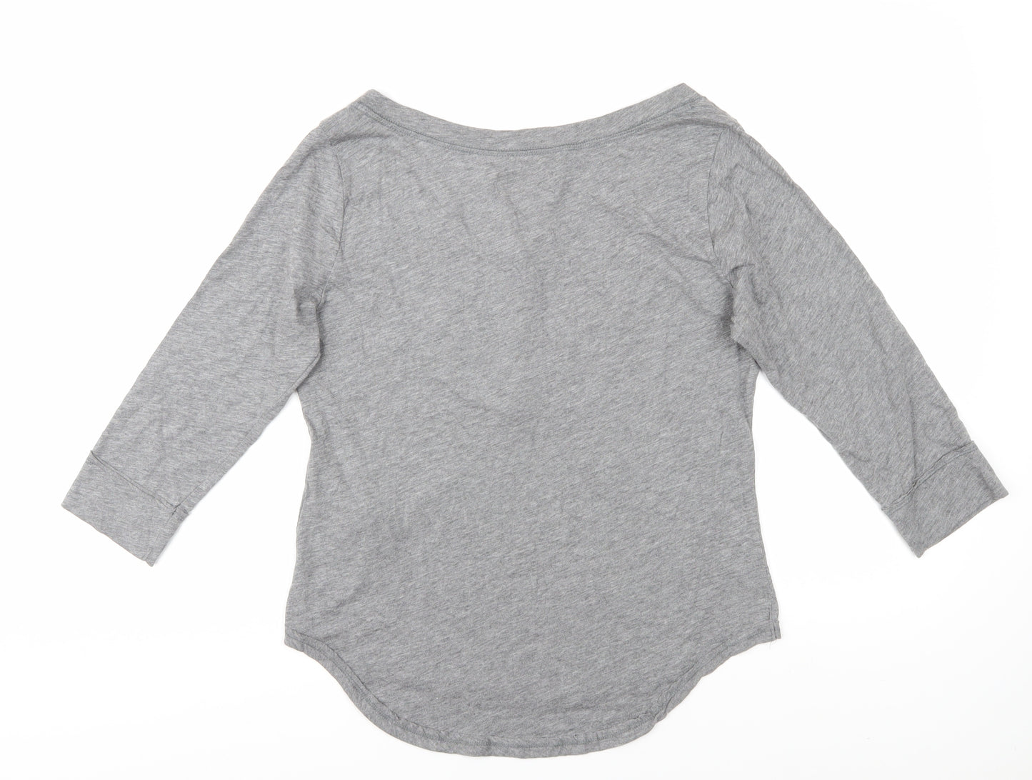 Hollister Women's Grey Henley T-Shirt L Casual