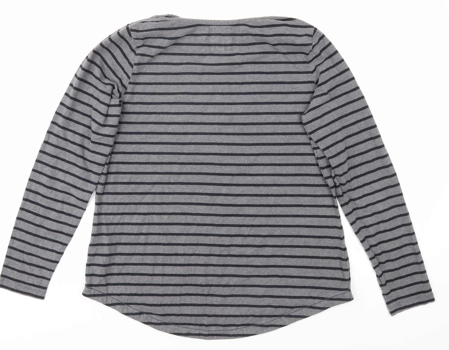 Fat Face Women's Grey Striped Boat Neck T-Shirt Size 12