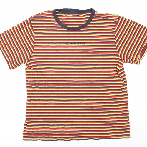 Urban Outfitters Men's Multicoloured Striped T-Shirt L