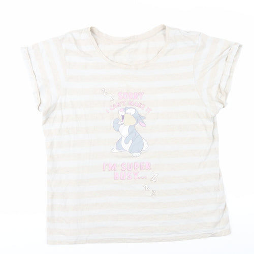 Disney Beige Women's Cartoon Striped T-Shirt Size L