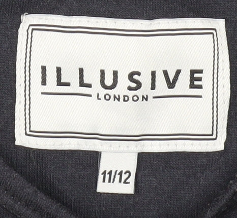 Illusive London Boys Black T-Shirt, Size 11-12 Years