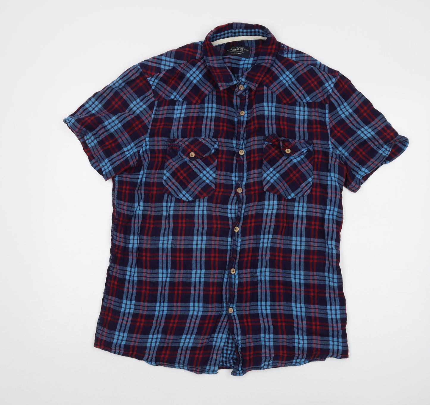Pull & Bear Men's Multicoloured XL Plaid Shirt