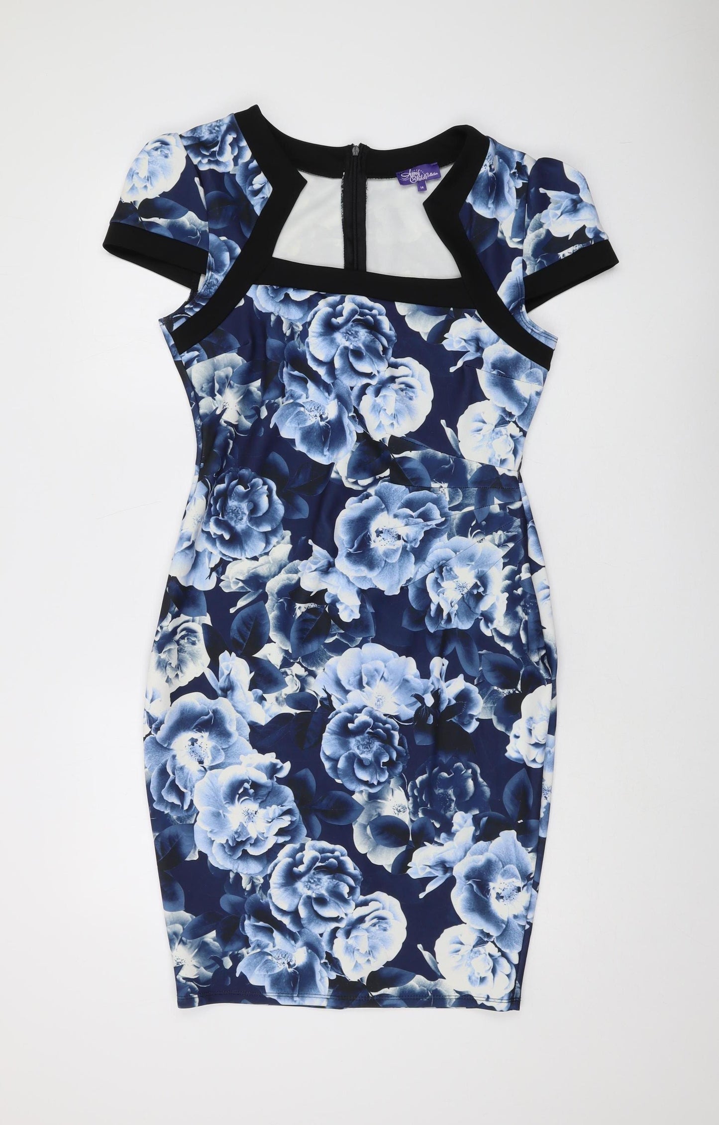 Amy Childs Women's Blue Floral Bodycon Dress Size 14