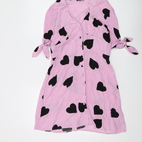 Nobody's Child Women's Pink Black Heart Dress, Size 12