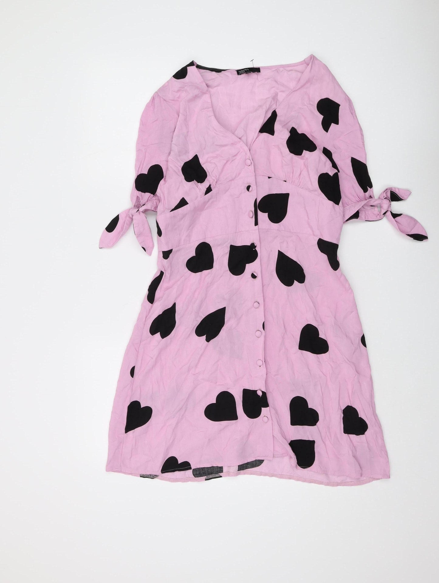 Nobody's Child Women's Pink Black Heart Dress, Size 12