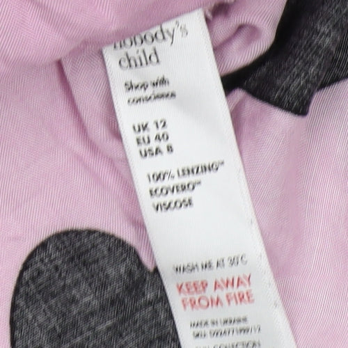 Nobody's Child Women's Pink Black Heart Dress, Size 12