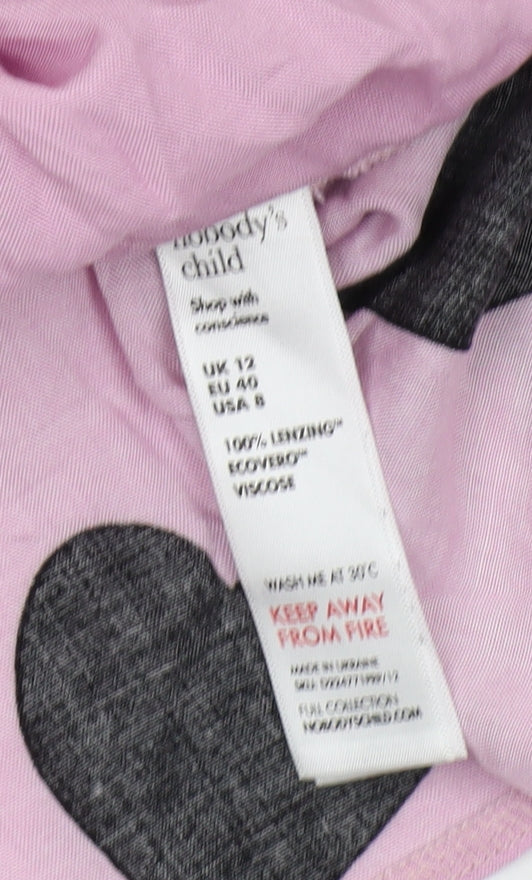 Nobody's Child Women's Pink Black Heart Dress, Size 12