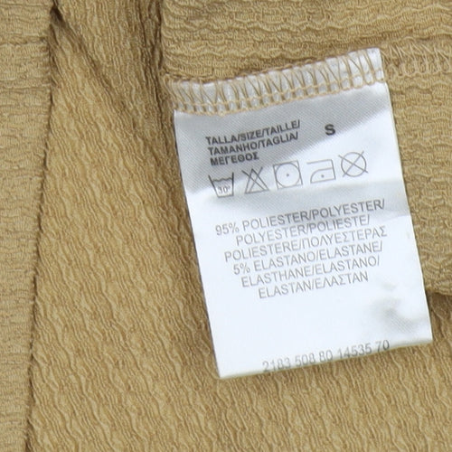 Inside Women's Beige Cropped Blouse S Slim Fit V-Neck