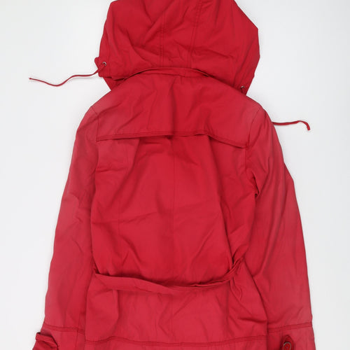 Debenhams Women's Red Hooded Rain Coat Jacket Size 10