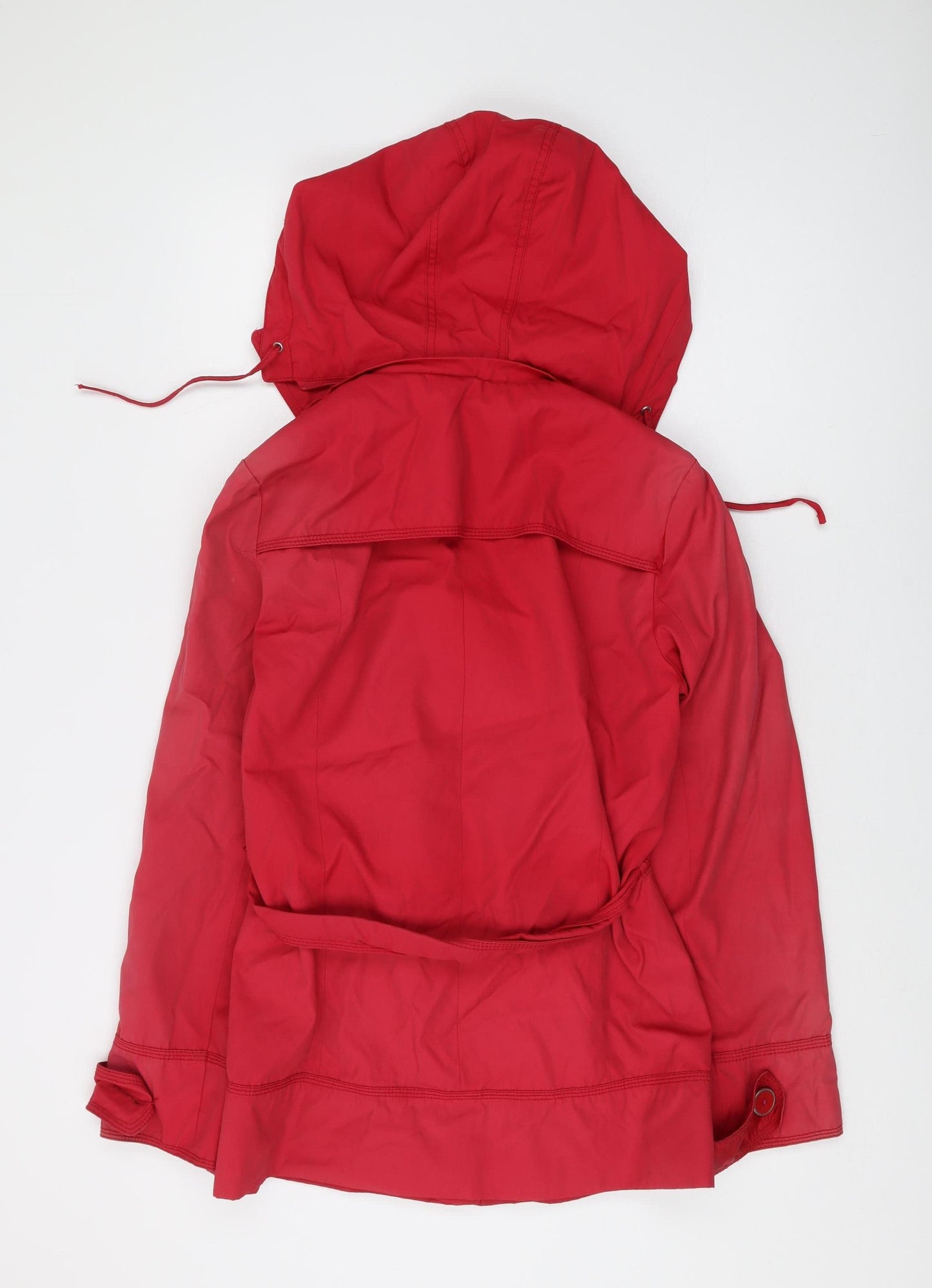 Debenhams Women's Red Hooded Rain Coat Jacket Size 10