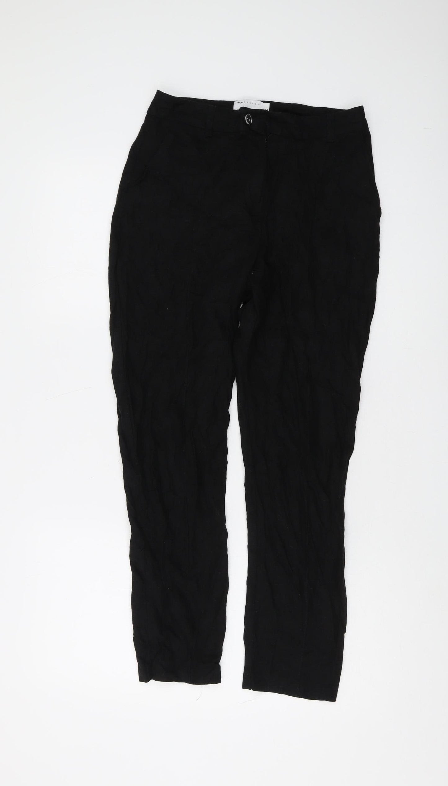 ASOS DESIGN Women's Black Linen Trousers Size 8
