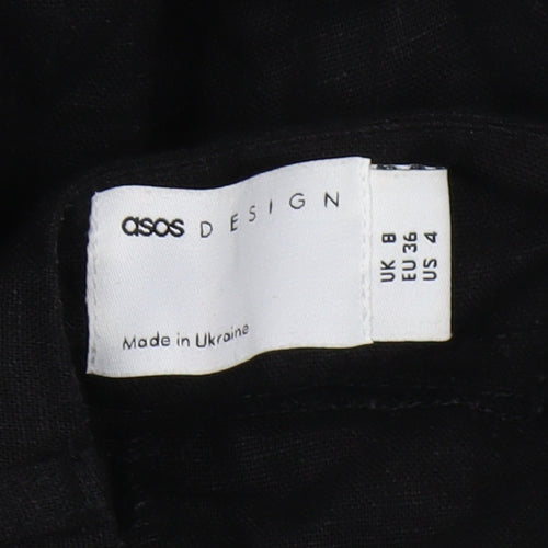ASOS DESIGN Women's Black Linen Trousers Size 8