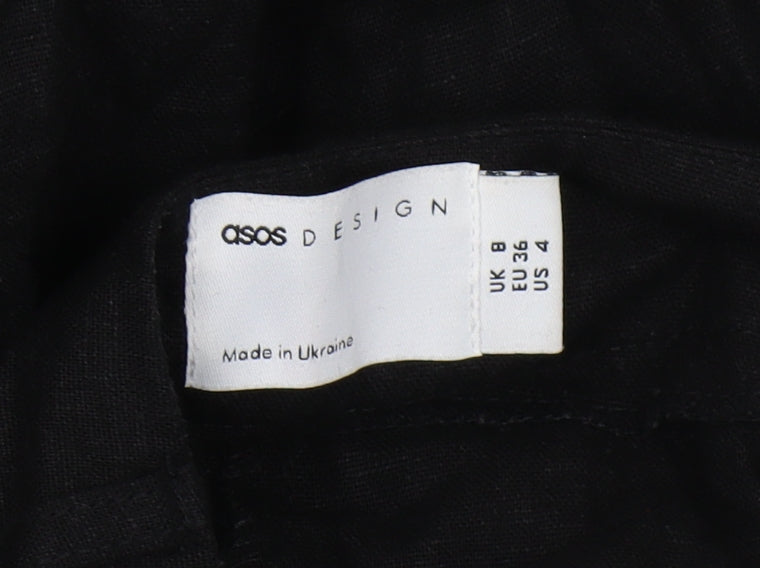 ASOS DESIGN Women's Black Linen Trousers Size 8