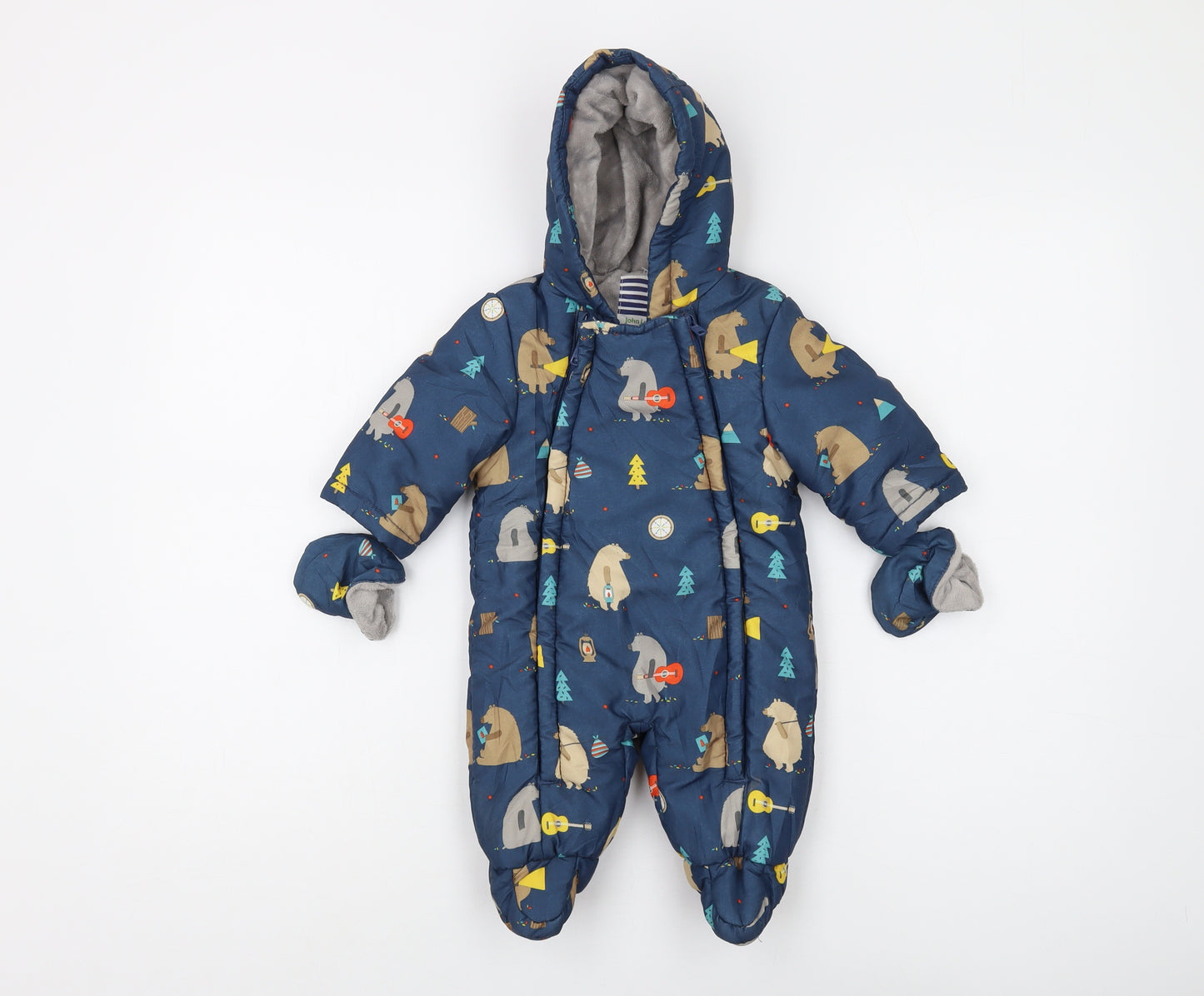 John Lewis Unisex Baby Blue 0-3m Animal Snowsuit Winter