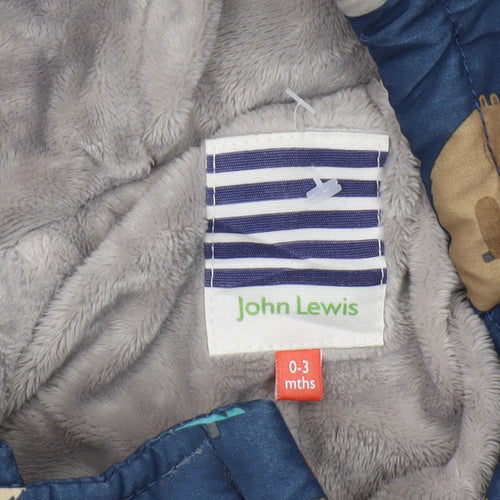 John Lewis Unisex Baby Blue 0-3m Animal Snowsuit Winter