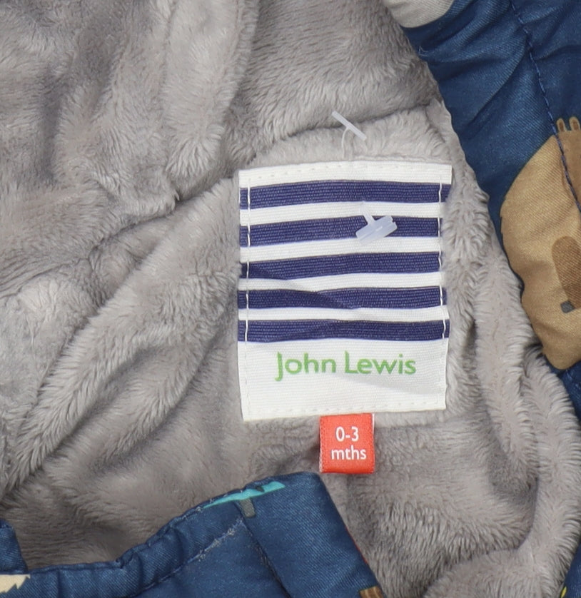 John Lewis Unisex Baby Blue 0-3m Animal Snowsuit Winter