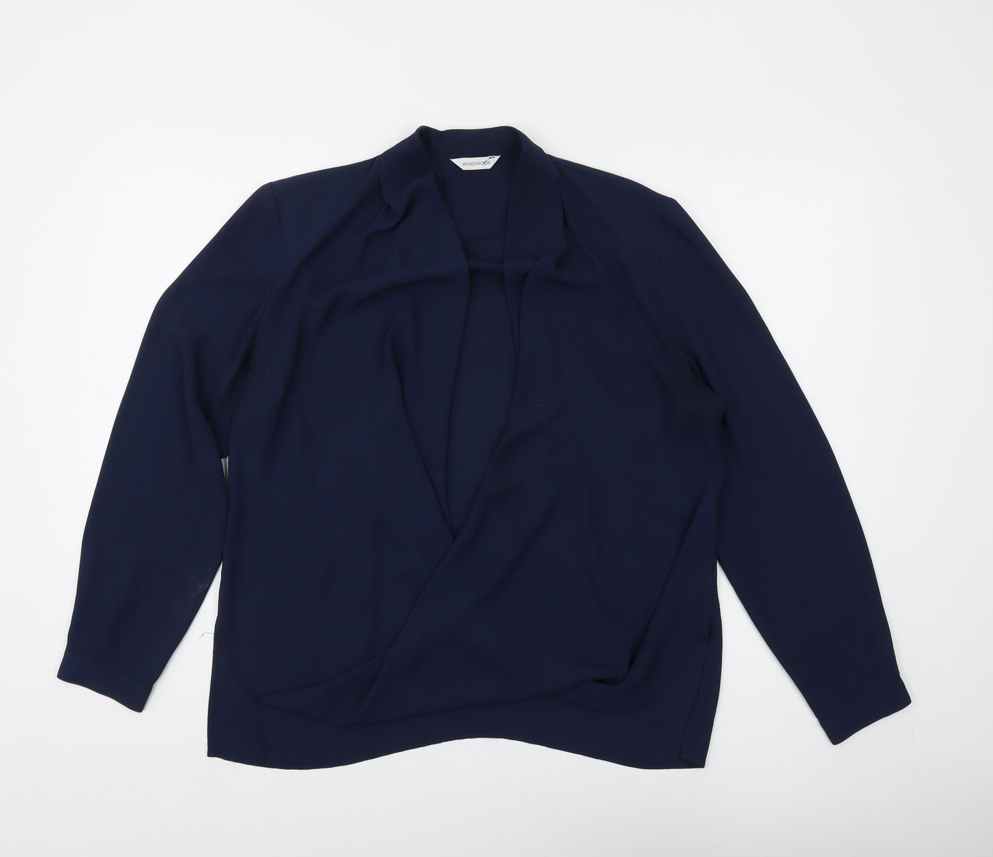 Windsmoor Women's Blue Wrap Blouse Size 12 for Business & Casual