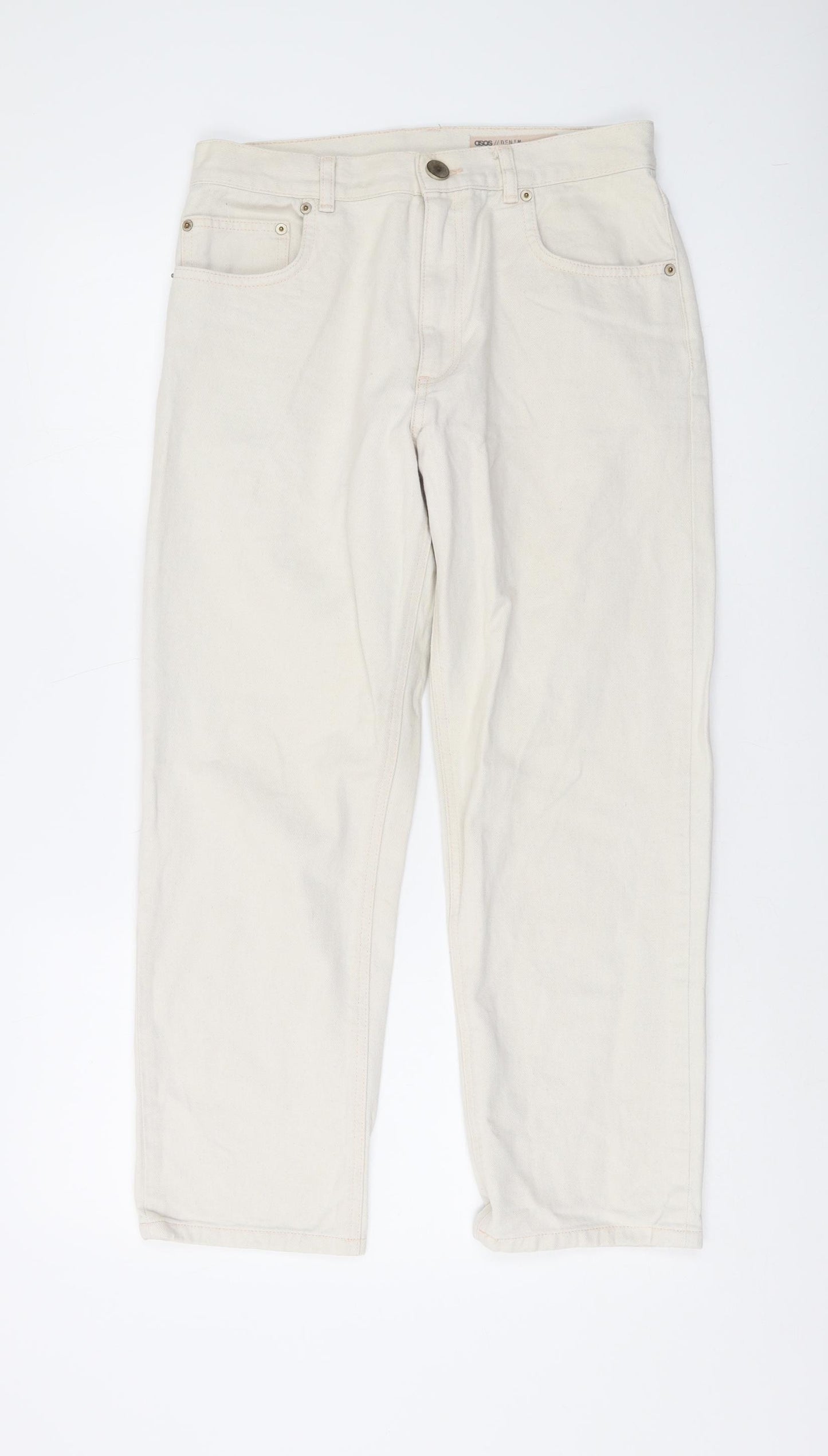 ASOS Men's Ivory Straight Jeans, Regular Fit, Size 28