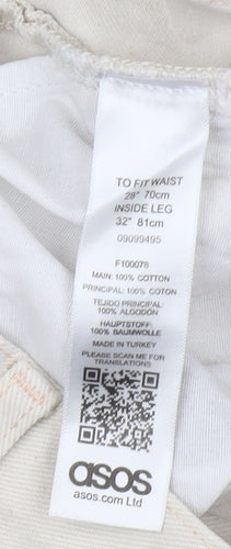 ASOS Men's Ivory Straight Jeans, Regular Fit, Size 28