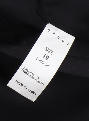 Début Women's Black Silk Long Pencil Skirt Size 10