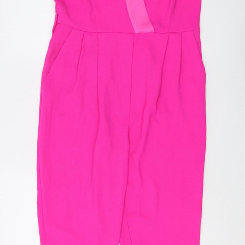 River Island Women's Pink V-Neck Jumpsuit Size 12