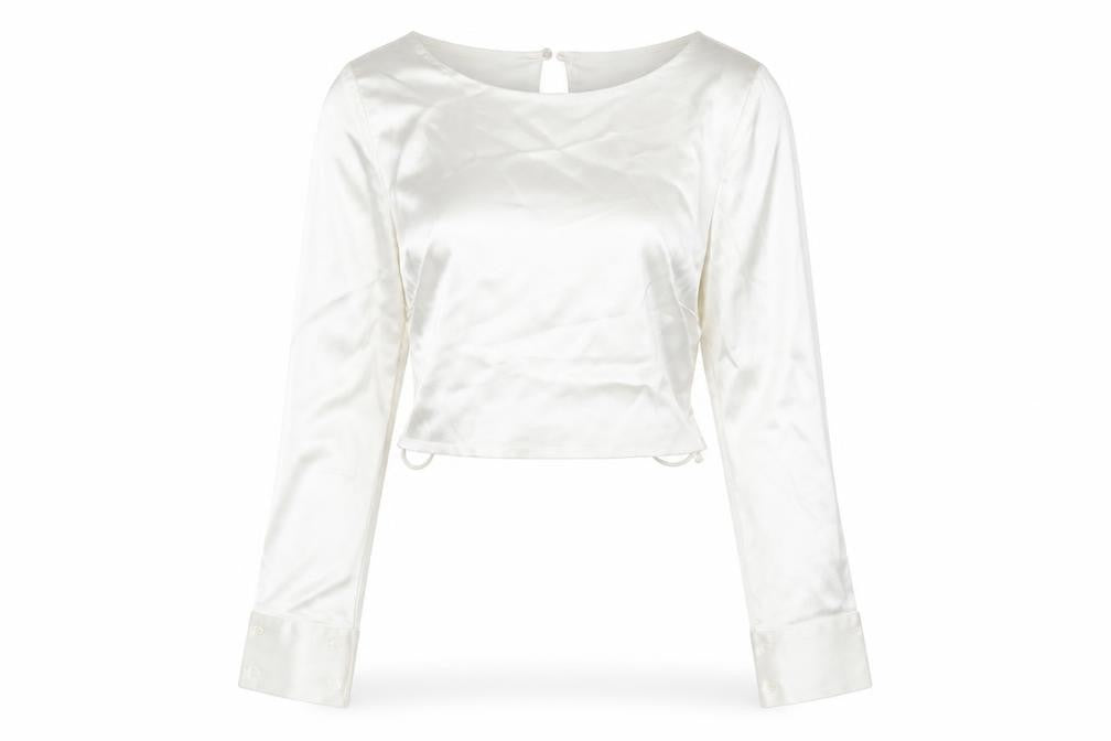 Front view of Zara Women's Ivory Cropped Blouse -, size S