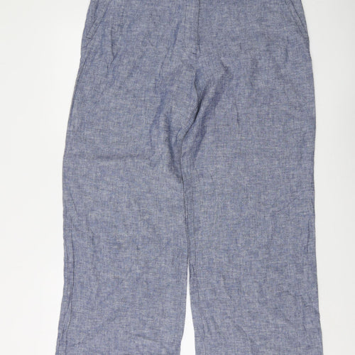 Marks and Spencer Women's Blue Wide-Leg Linen Trousers