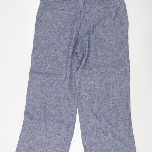 Marks and Spencer Women's Blue Wide-Leg Linen Trousers