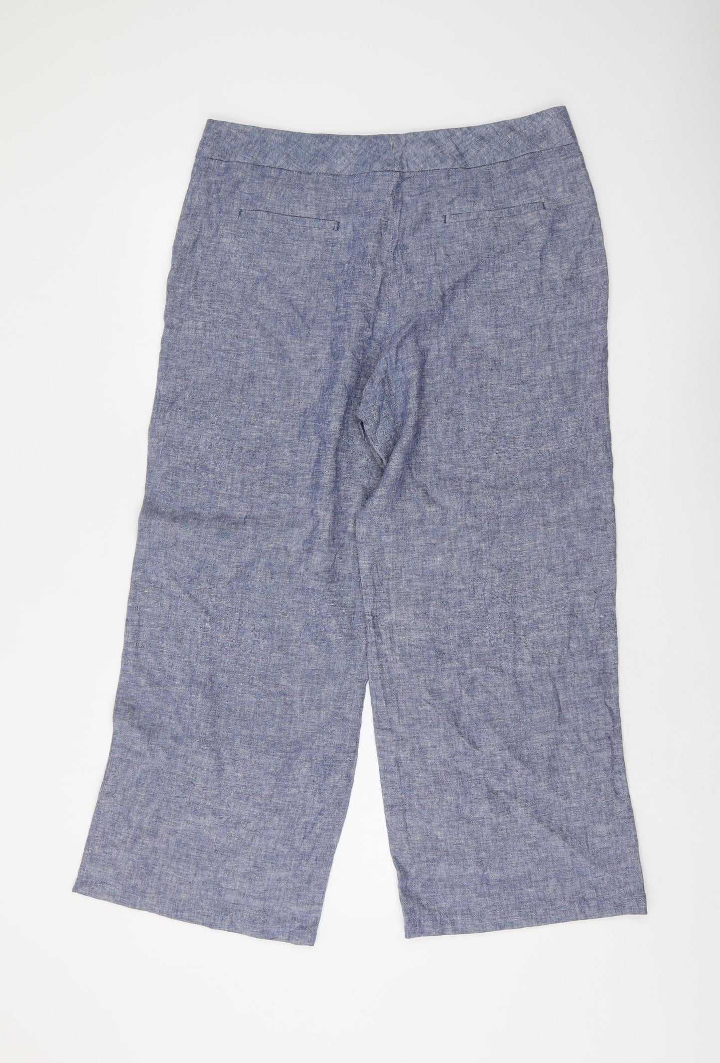 Marks and Spencer Women's Blue Wide-Leg Linen Trousers