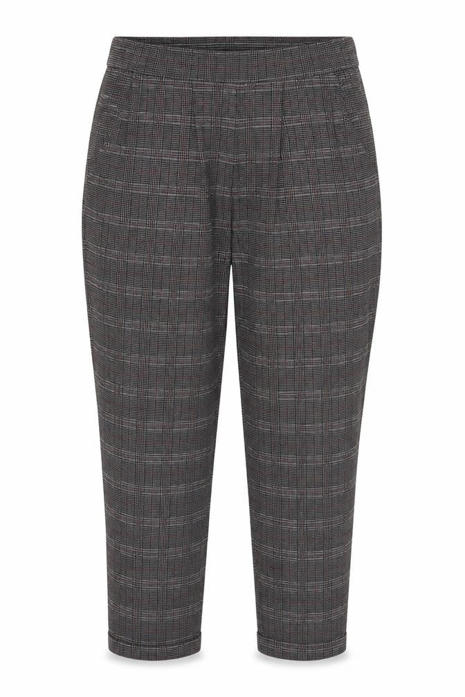Front view of Jacqueline de Yong Women's Black Checked Trousers XL