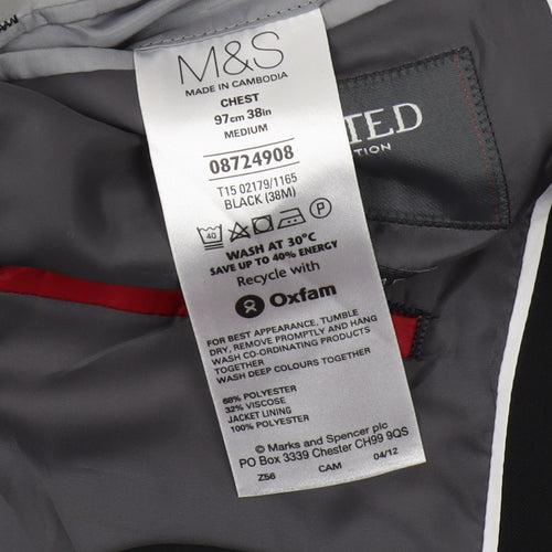 Marks and Spencer Men's Black Blazer M 38 Notch Lapel