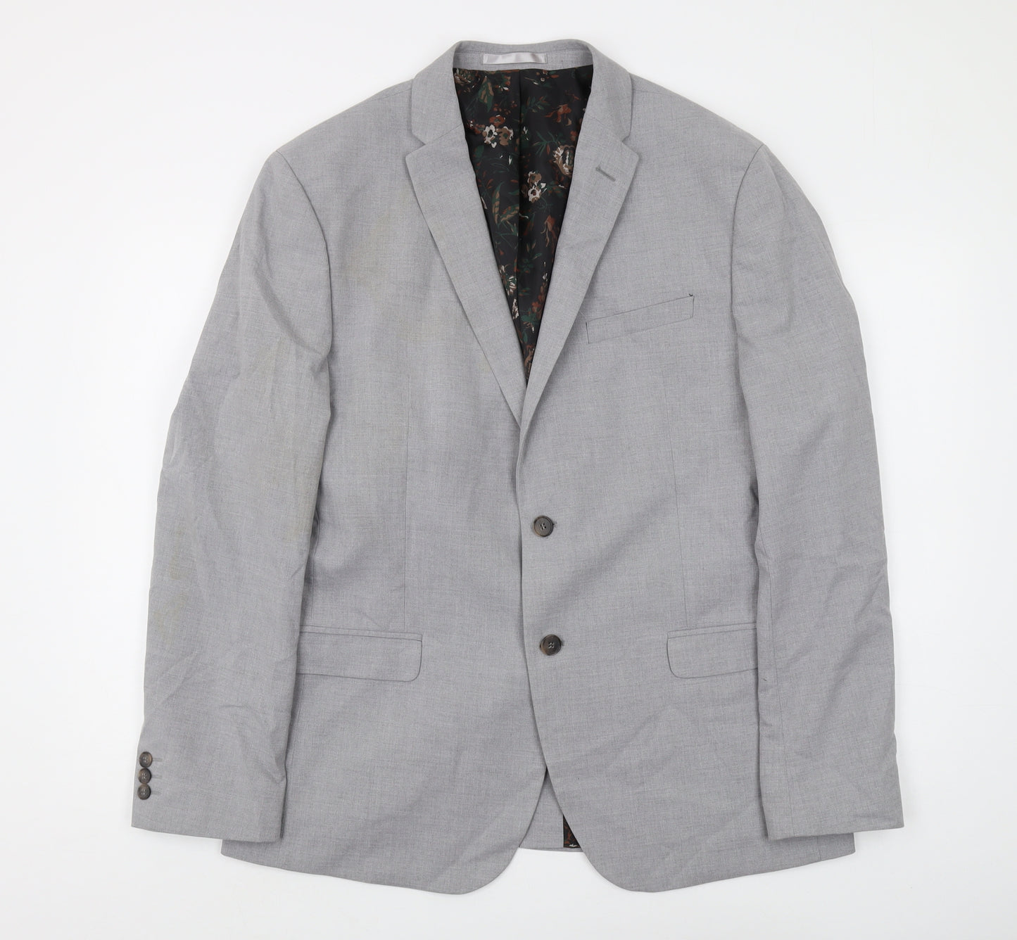 Limehaus Men's Grey Regular Fit Blazer, Size 44R