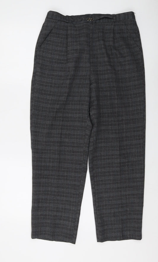 Bm Women's Grey Checked Trousers Size 12