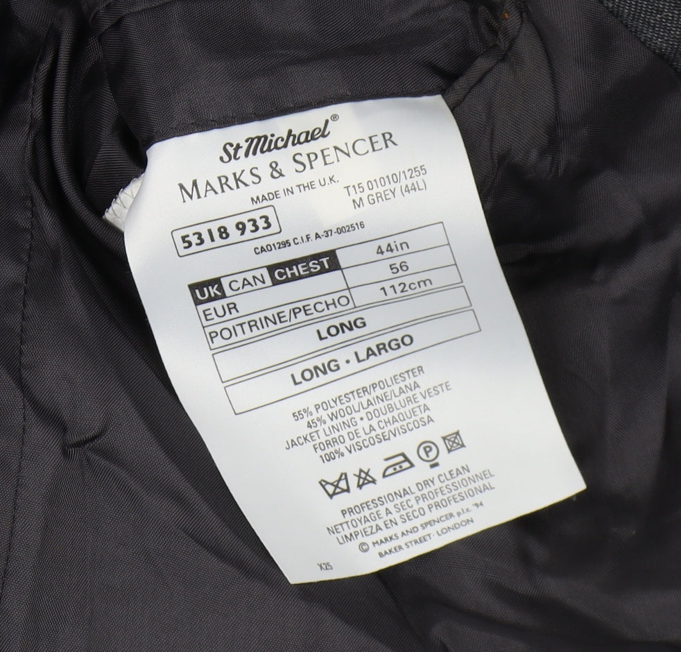 Marks and Spencer Men's Grey Blazer Size 44L