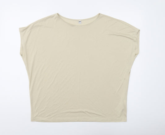 Uniqlo Women's Beige Basic T-Shirt Size L