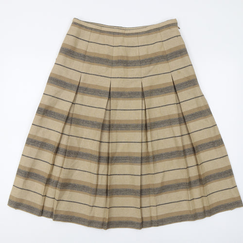 Berstex Women's Beige Striped Pleated Wool Skirt