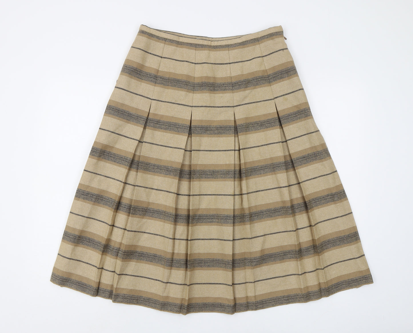 Berstex Women's Beige Striped Pleated Wool Skirt