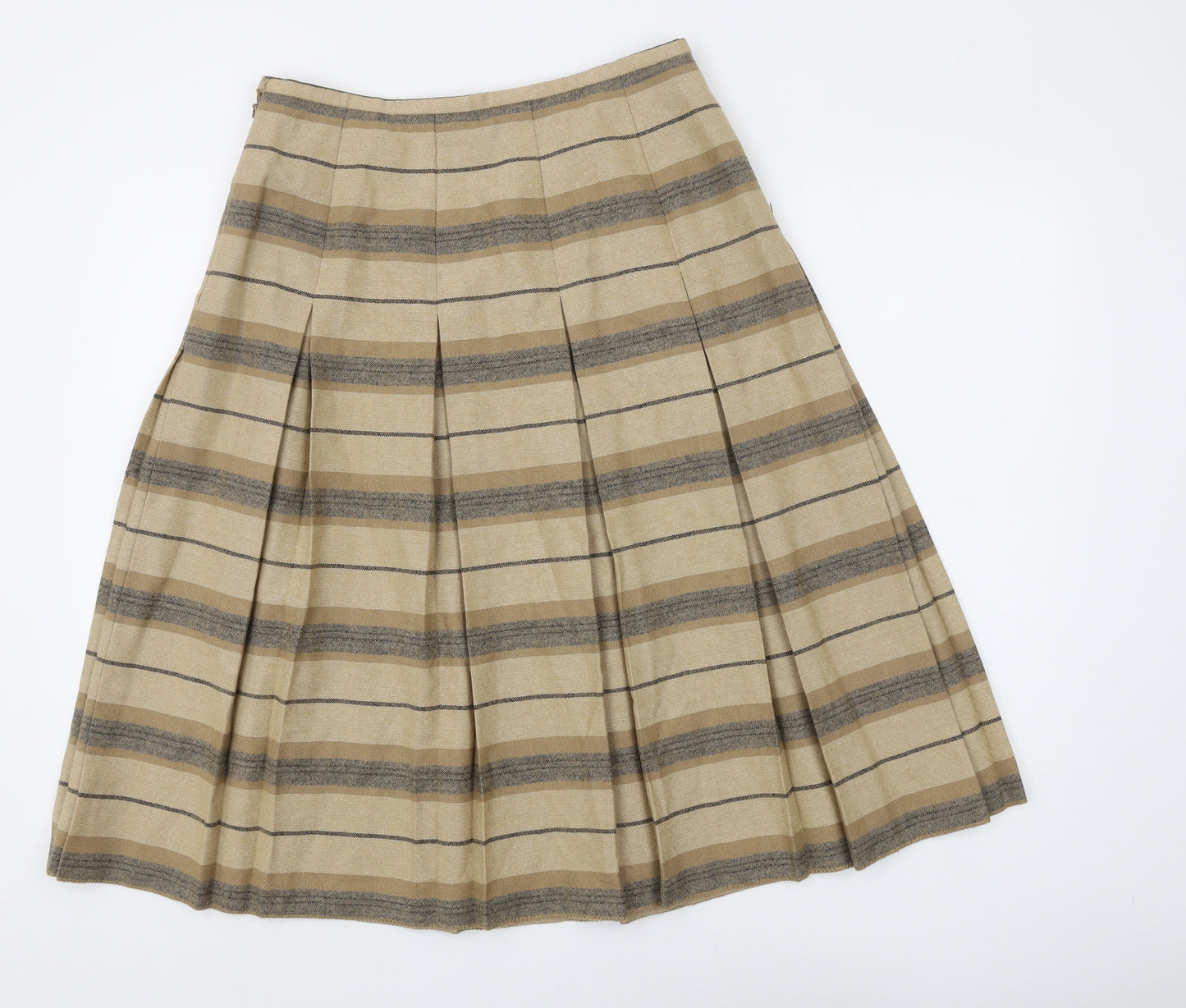 Berstex Women's Beige Striped Pleated Wool Skirt