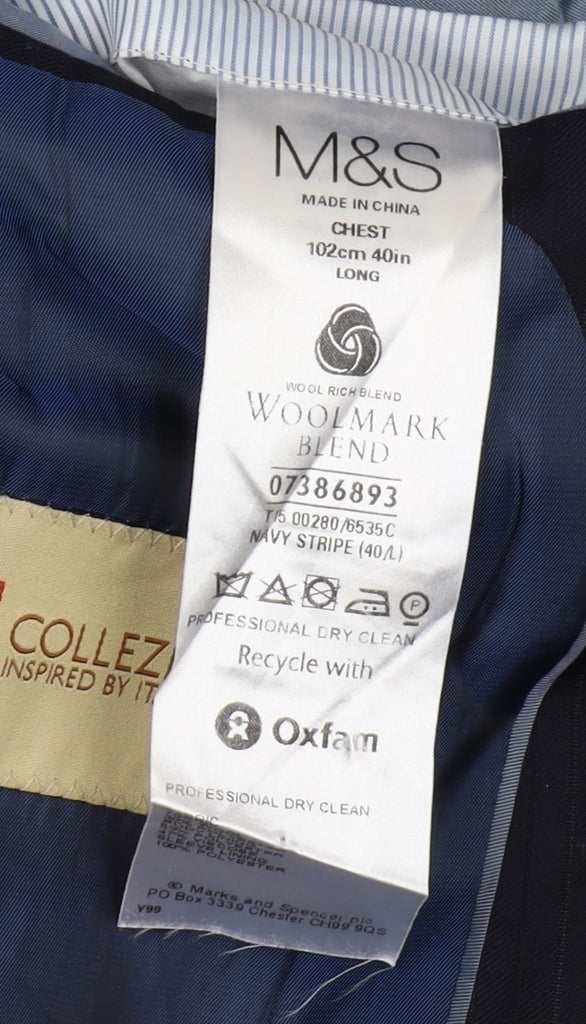 Marks and Spencer Men's Blue Long Blazer Size 40L