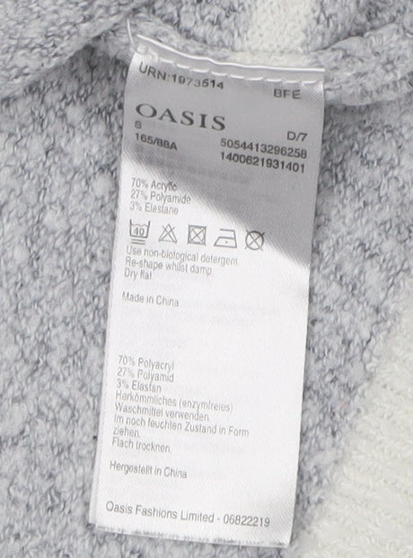 Oasis Women's Grey Striped Crew Neck Jumper, Size S