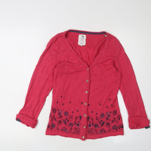 Debenhams Women's Red Embroidered Cardigan Size 8