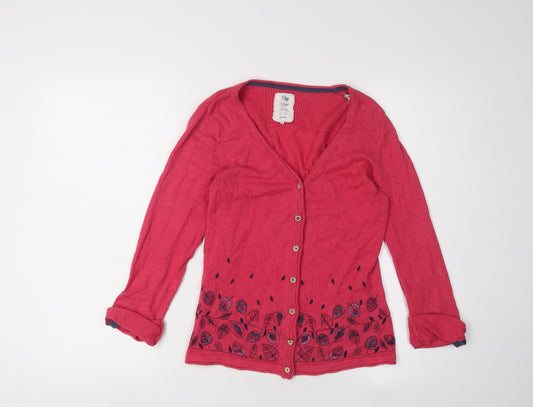 Debenhams Women's Red Embroidered Cardigan Size 8