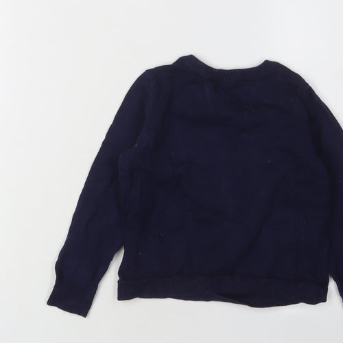 Gap Girls Blue Animal Print Cotton Jumper 4 Years