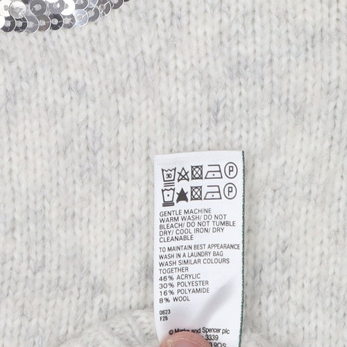 Marks and Spencer Women's Grey XS Sequin Pullover Jumper