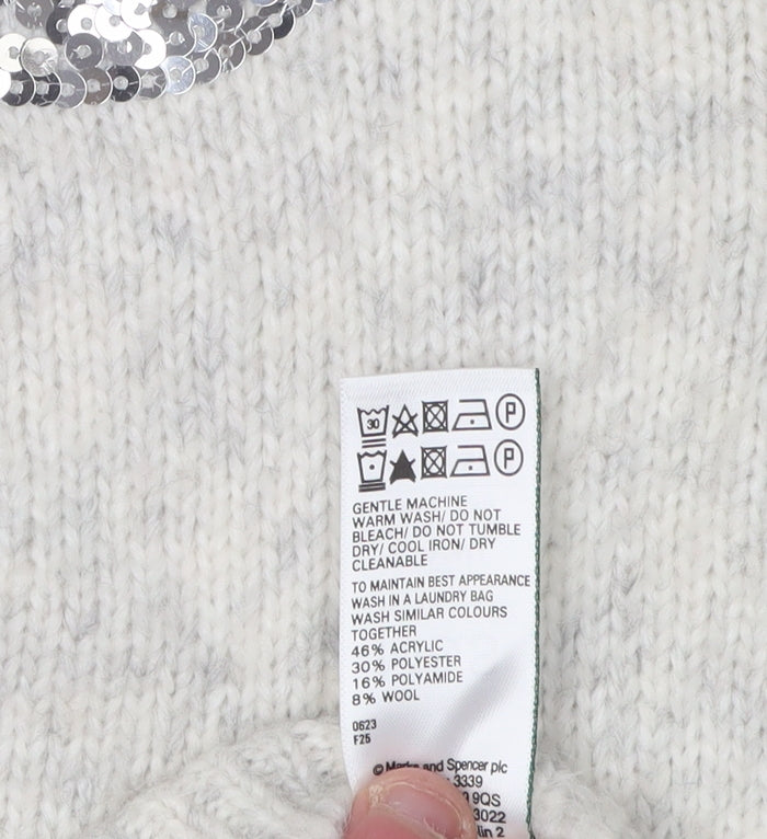 Marks and Spencer Women's Grey XS Sequin Pullover Jumper