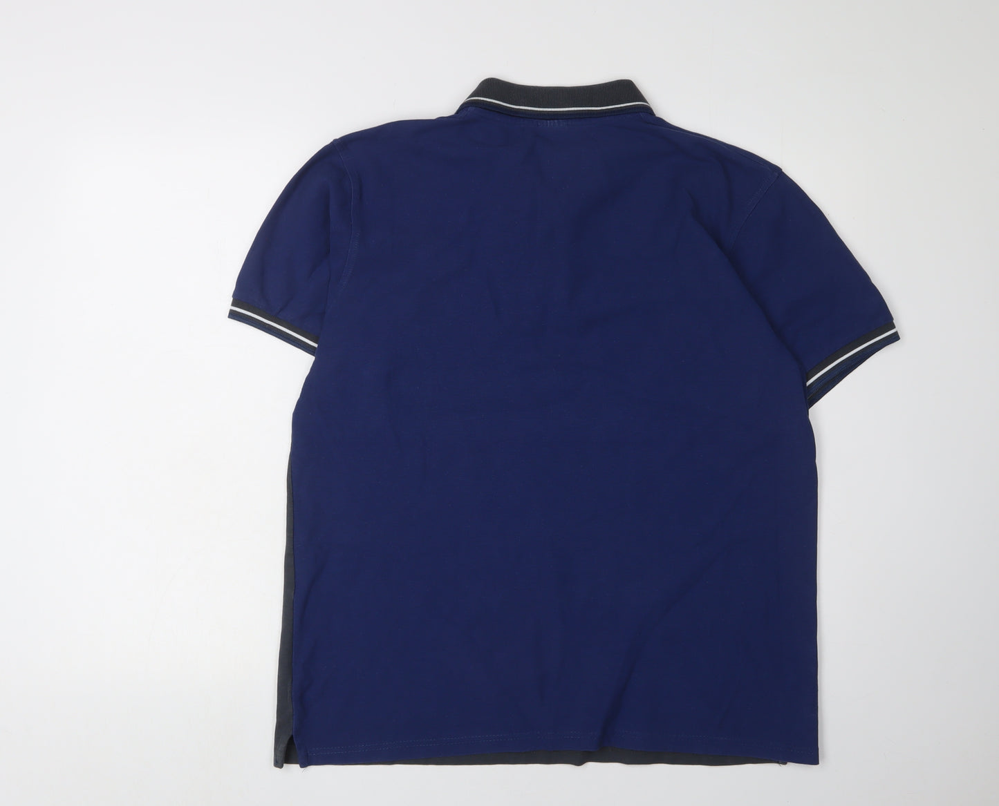 Fred Perry Men's Blue Colourblock Polo, XL Cotton