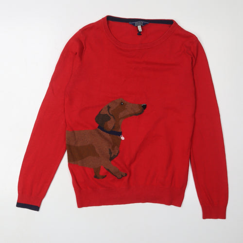 Joules Women's Red Dog Pullover Jumper Size 12