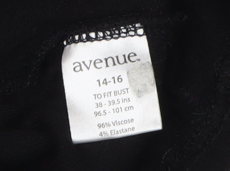 Avenue Women's Black High Neck Blouse Size 14 Long Sleeve