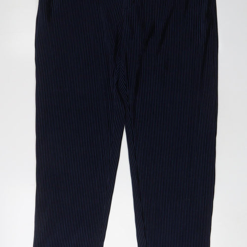 Zara Women's Black Striped Trousers, Size L, Regular Fit